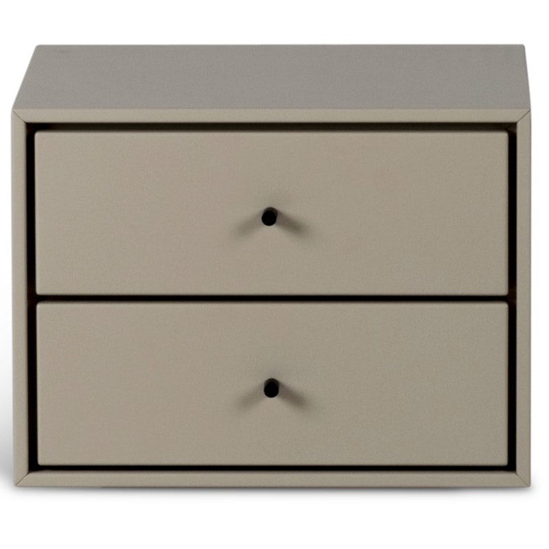 Volt Wall Hung Bedside Table 2 Drawers, Beige/Black