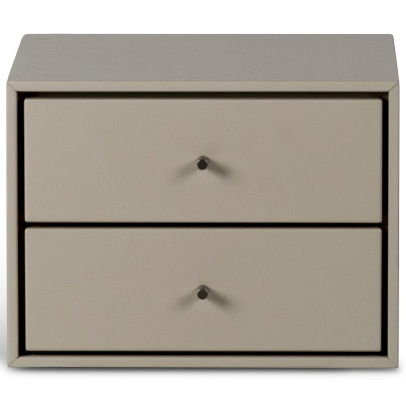 Volt Wall Hung Bedside Table 2 Drawers, Beige/Stainless Steel