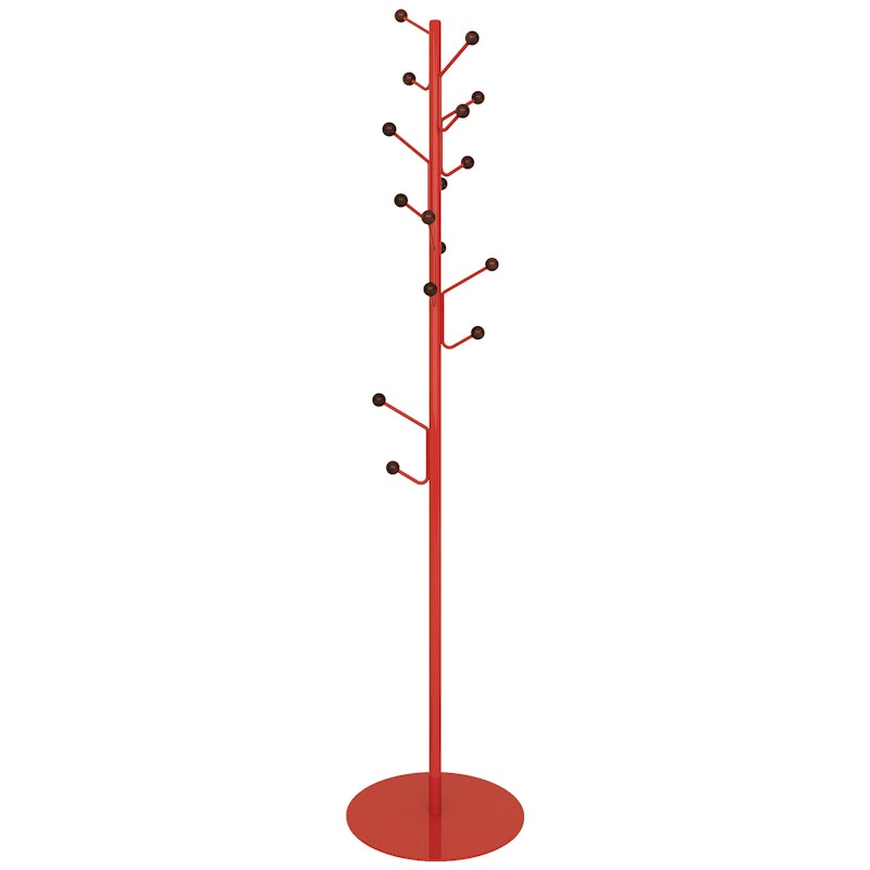 Bill Coat Rack Floor, Red / Walnut