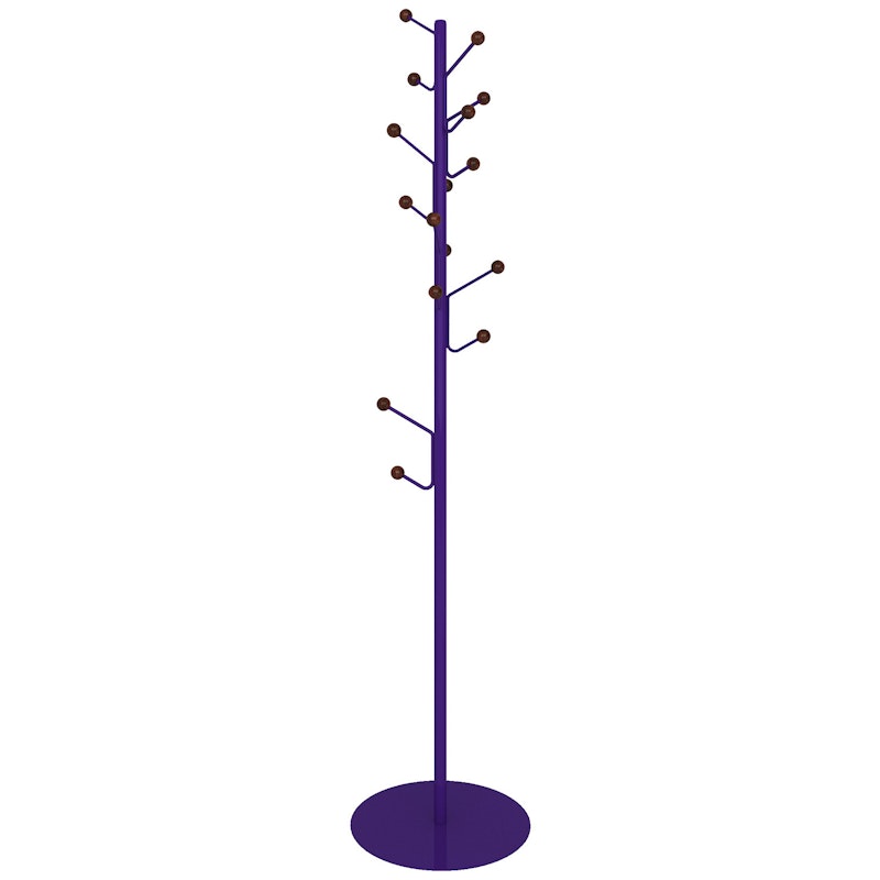 Bill Coat Rack Floor, Walnut / Royal Purple