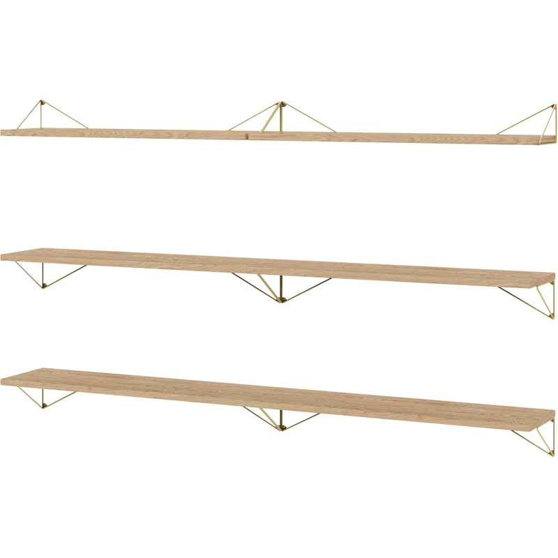 Pythagoras Shelf Set 6 Shelves, Oak / Brass