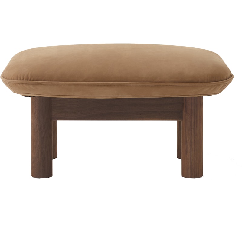 Brasilia Ottoman Walnut, Leather Dunes Camel