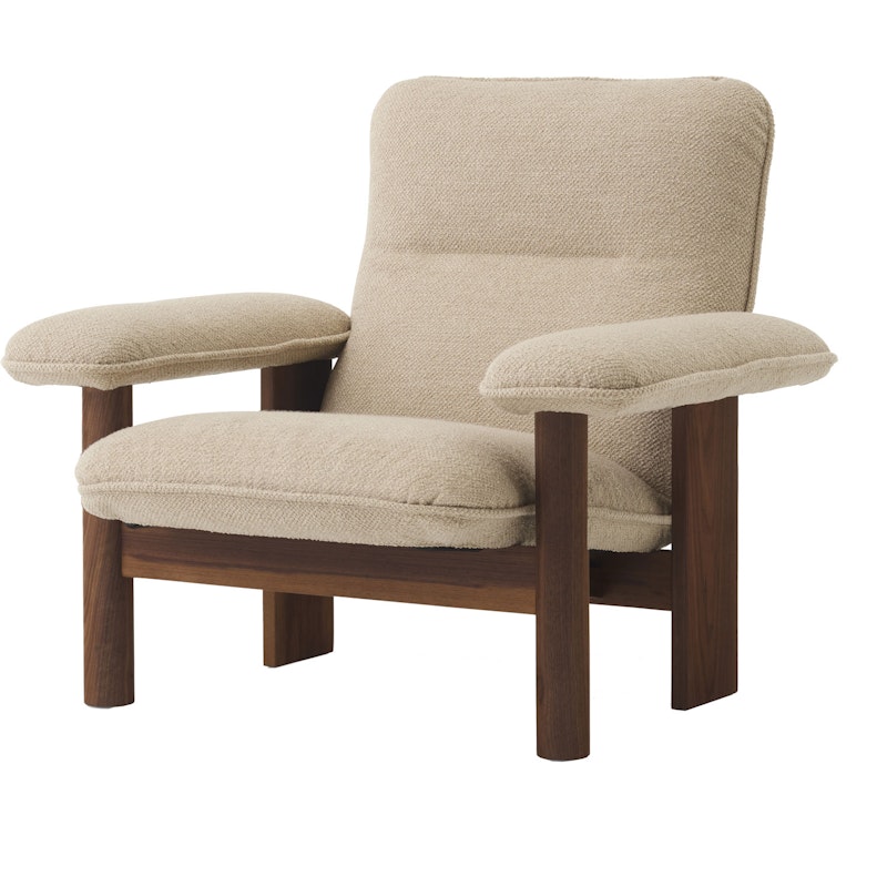 Brasilia Armchair, Walnut / Bouclé 02 Beige