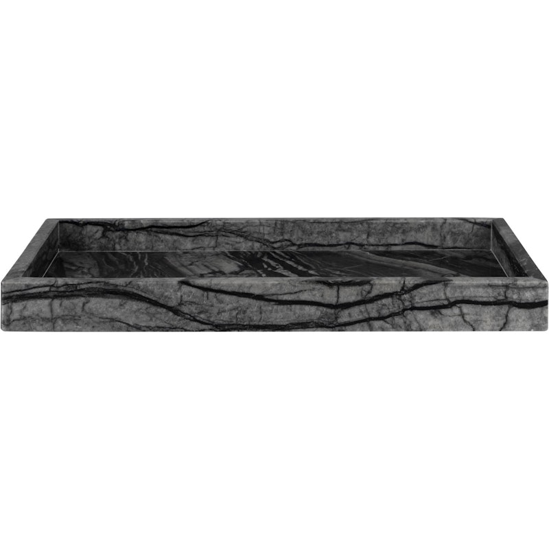 MARBLE Tray 16x31 cm, Black/Grey