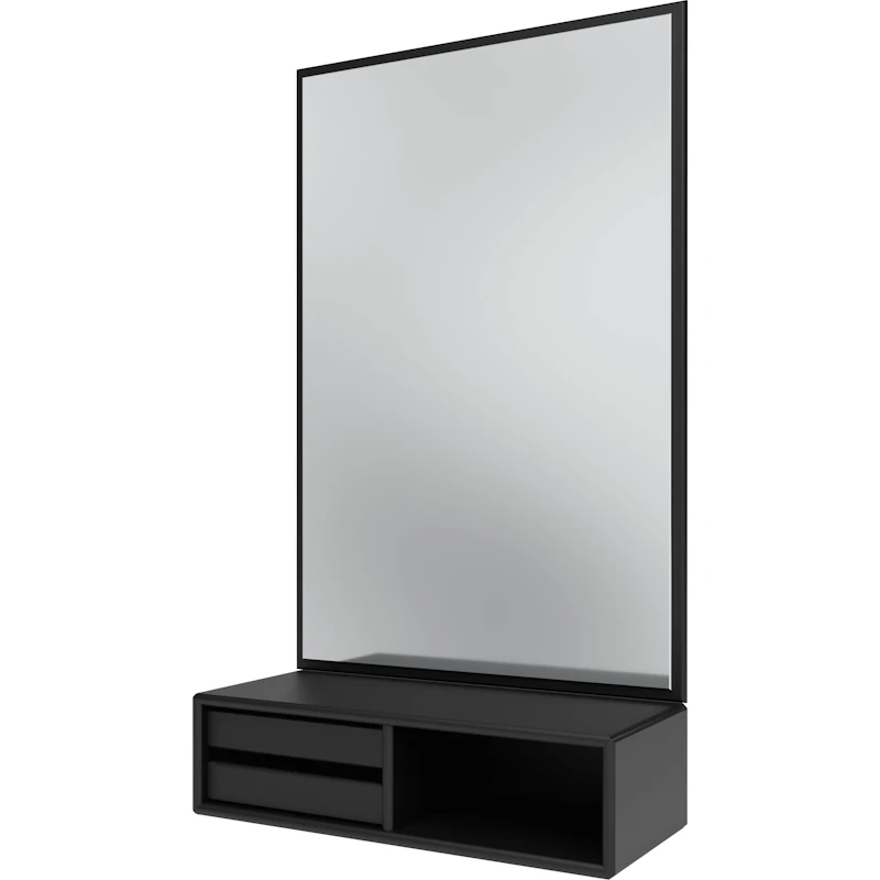 Glance Wall Mirror With Shelf, Black