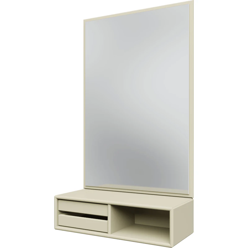 Glance Wall Mirror With Shelf, Vanilla