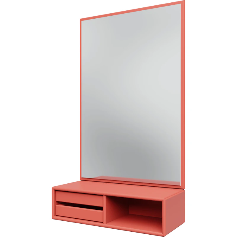 Glance Wall Mirror With Shelf, Rhubarb