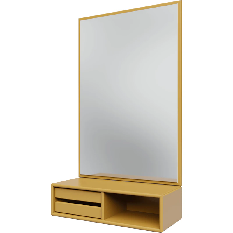 Glance Wall Mirror With Shelf, Cumin