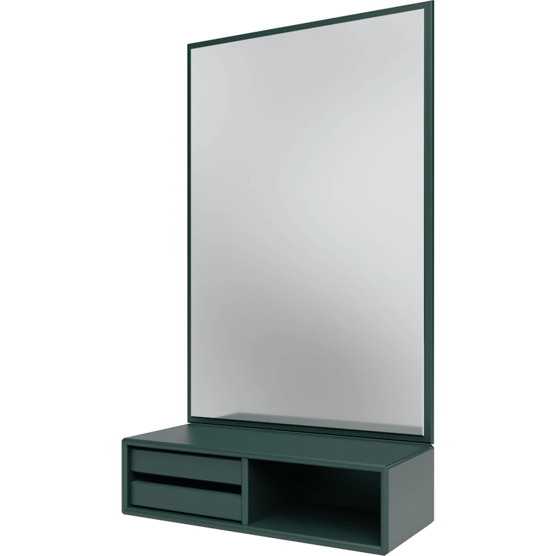 Glance Wall Mirror With Shelf, Black Jade