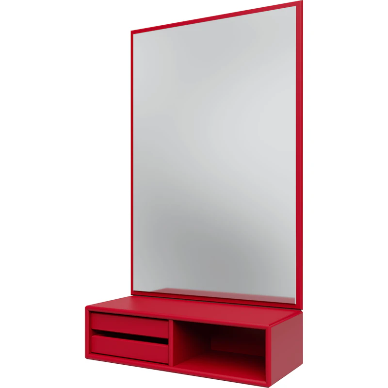 Glance Wall Mirror With Shelf, Beetroot
