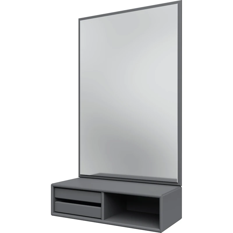 Glance Wall Mirror With Shelf, Coal