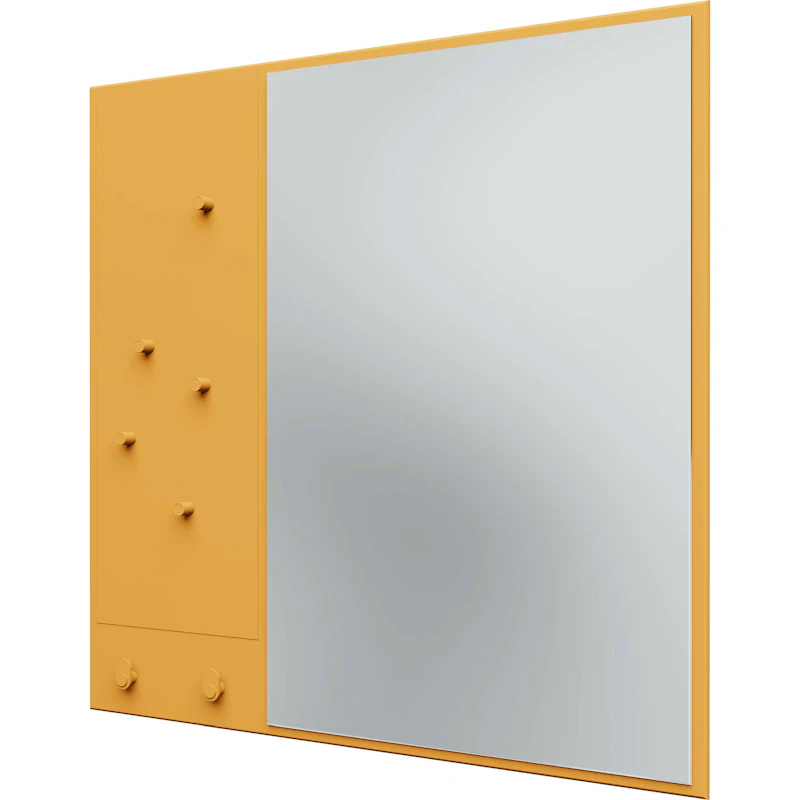 Memo Wall Mirror With Notice Board, Acacia