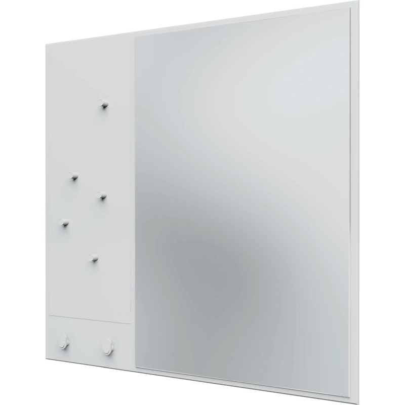 Memo Wall Mirror With Notice Board, New White