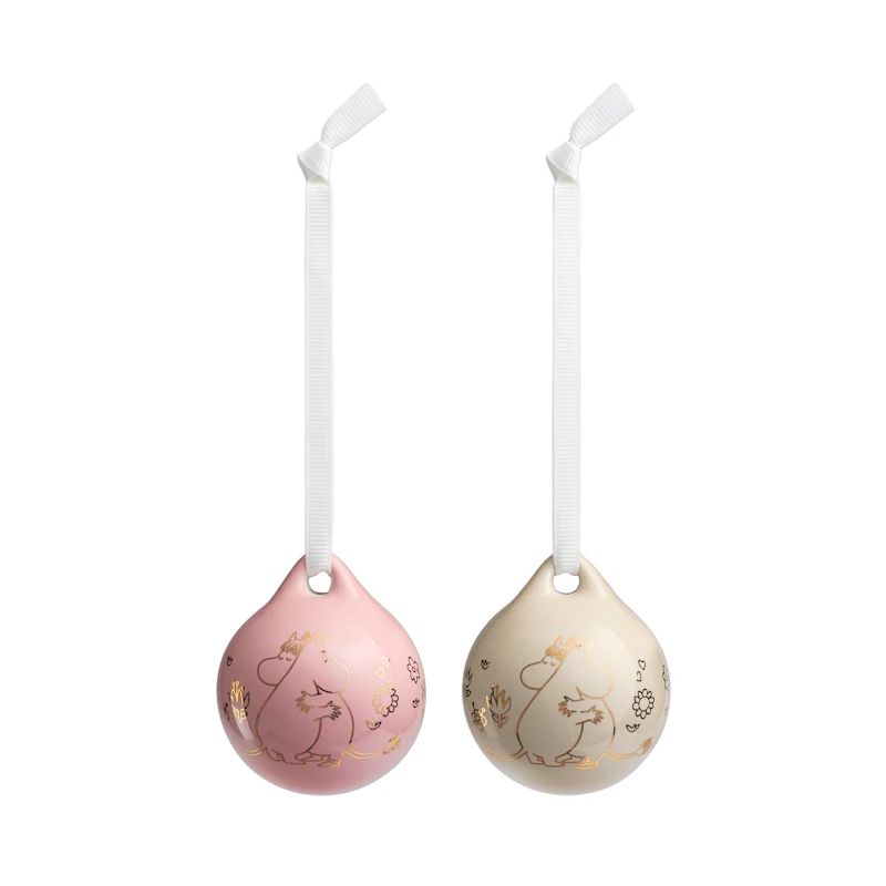 Moomin Christmas Bauble 2-pack Love, Gold / Pink