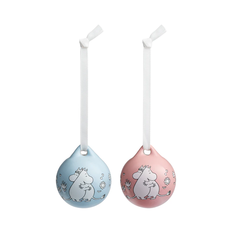 Moomin Christmas Bauble 2-pack Love, Blue / Pink
