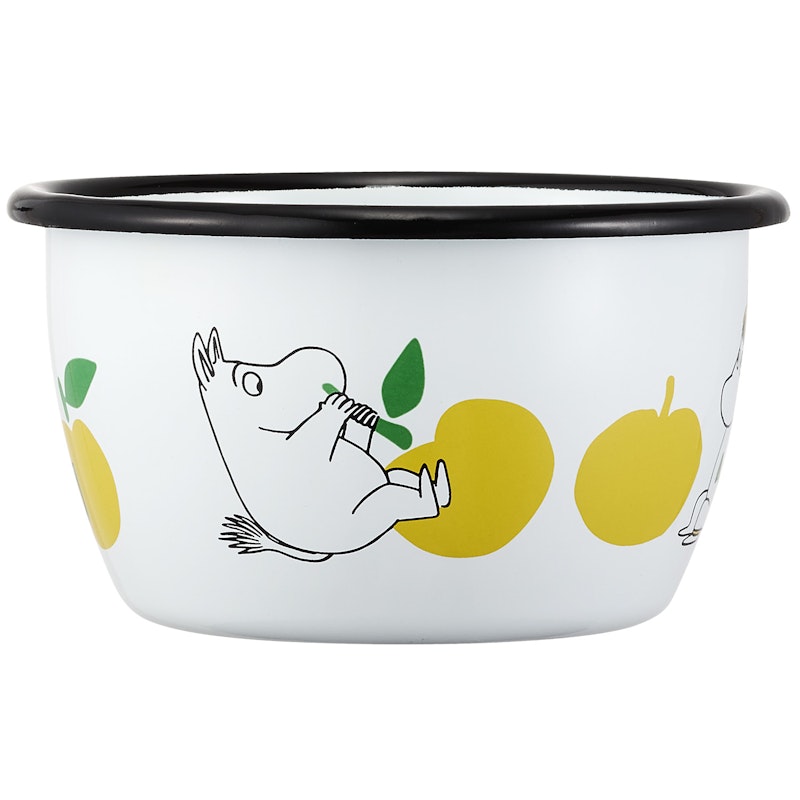 Moomin Joyfull Apples Enamel Bowl 3 dl, Yellow