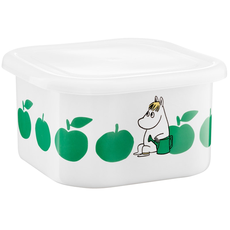 Moomin Joyfull Apples Enamel Jar With Lid 1,5 L, Green