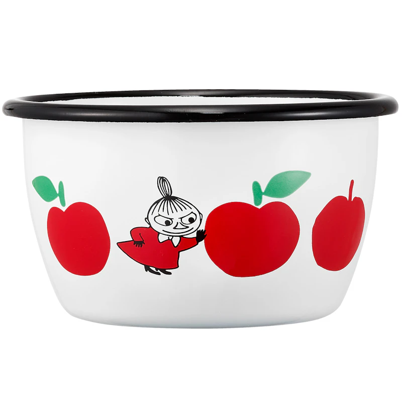 Moomin Joyfull Apples Enamel Bowl 3 dl, Red