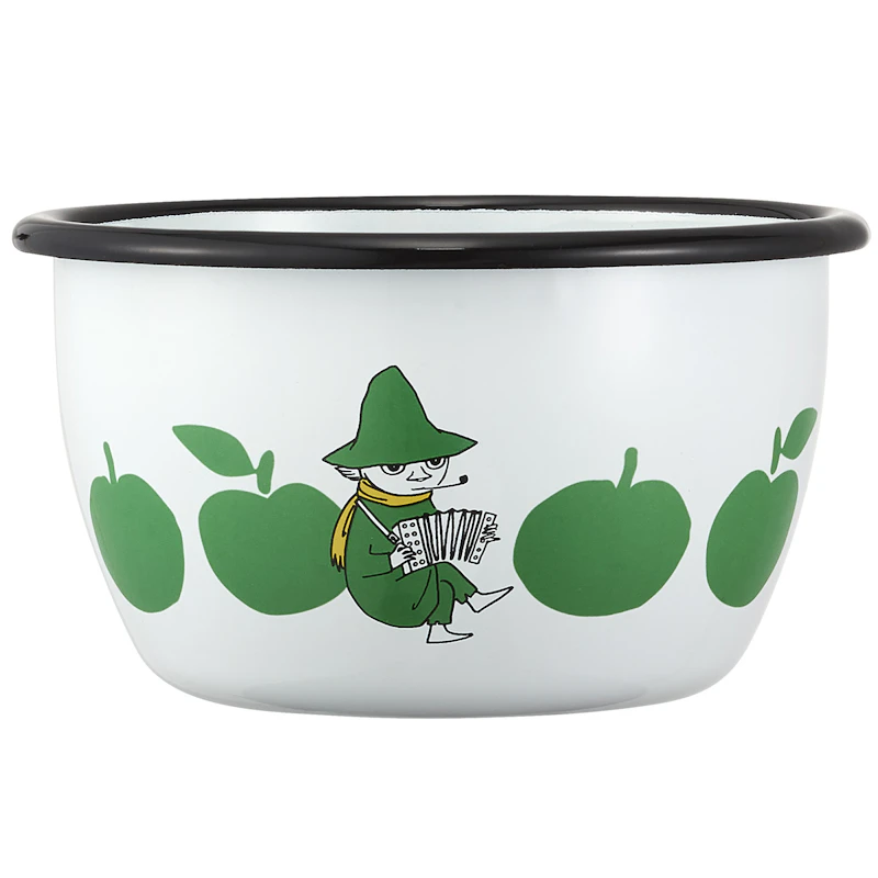 Moomin Joyfull Apples Enamel Bowl 6 dl, Green
