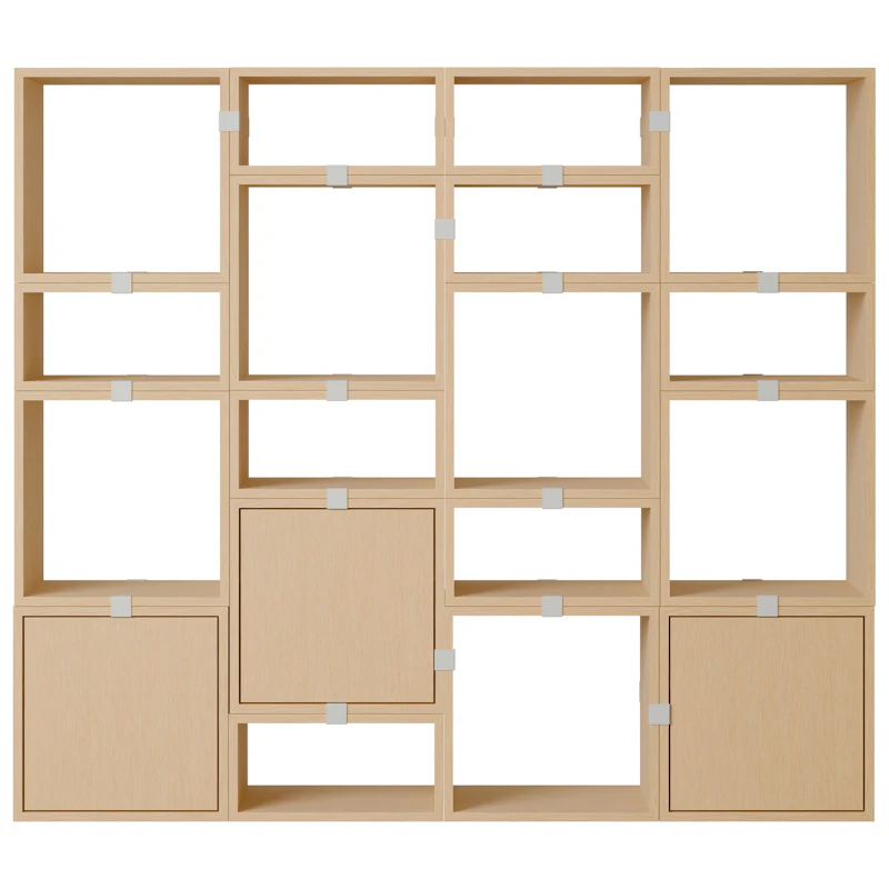 Stacked Configuration 4 Bookshelf, Oak