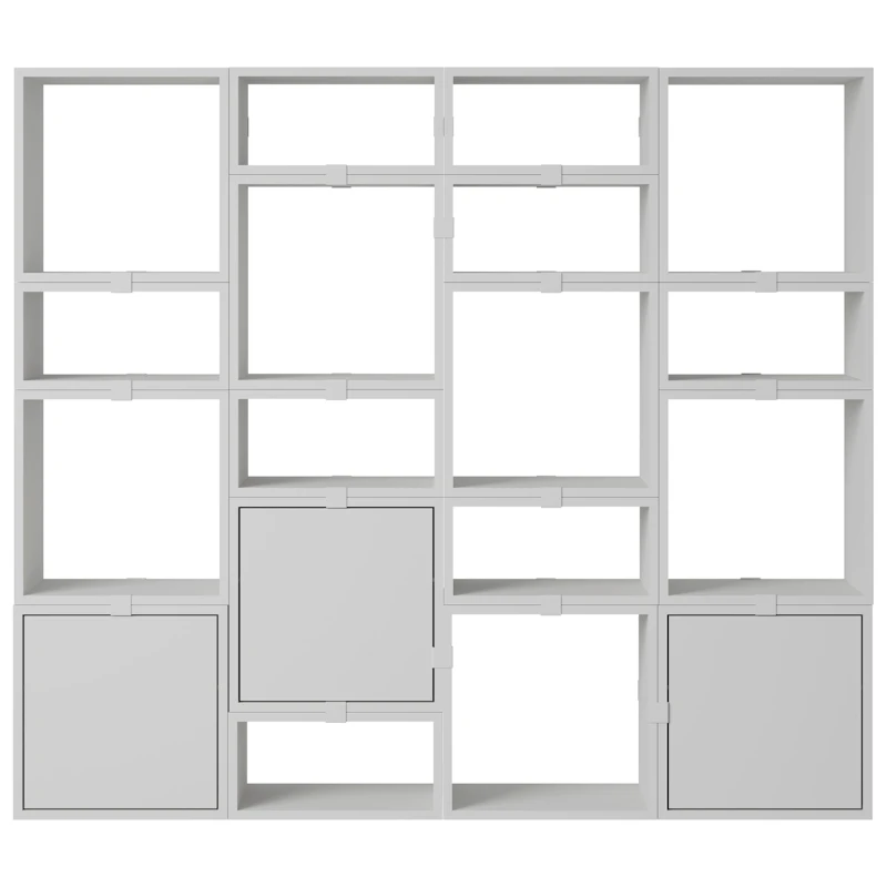 Stacked Configuration 4 Bookshelf, Grey