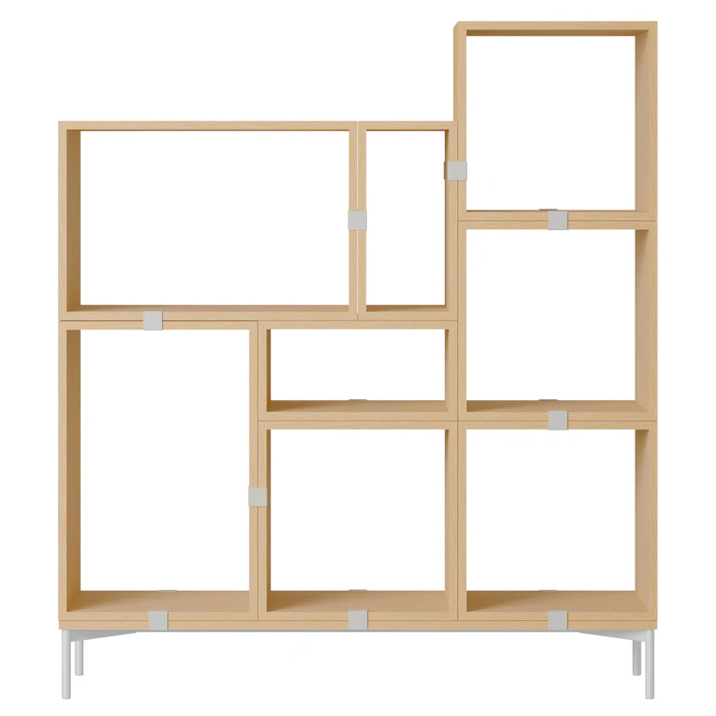 Stacked Configuration 5 Bookshelf, Oak