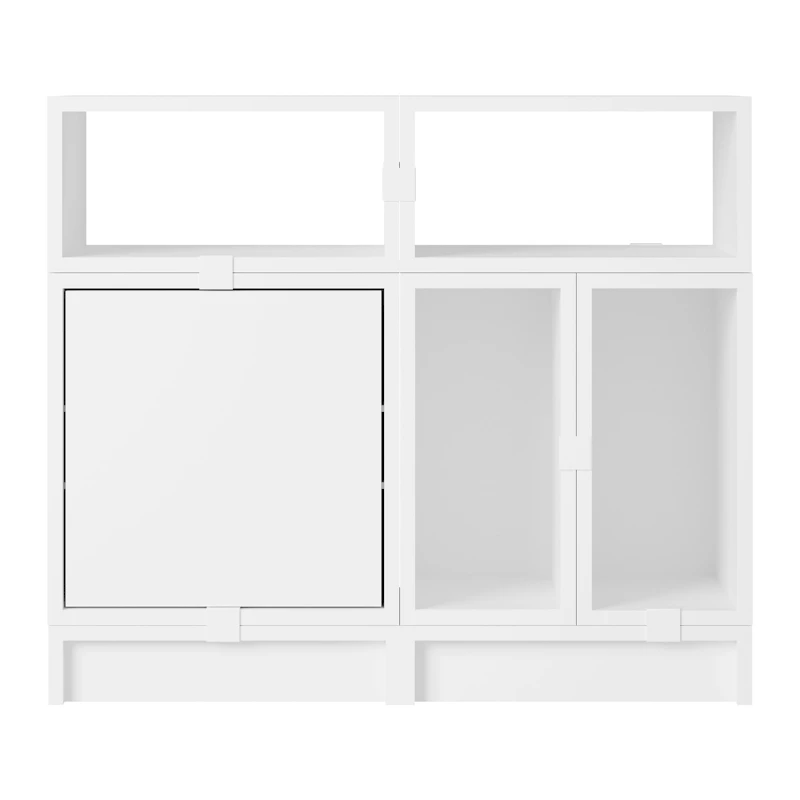Stacked Configuration 5 Office Shelf, White