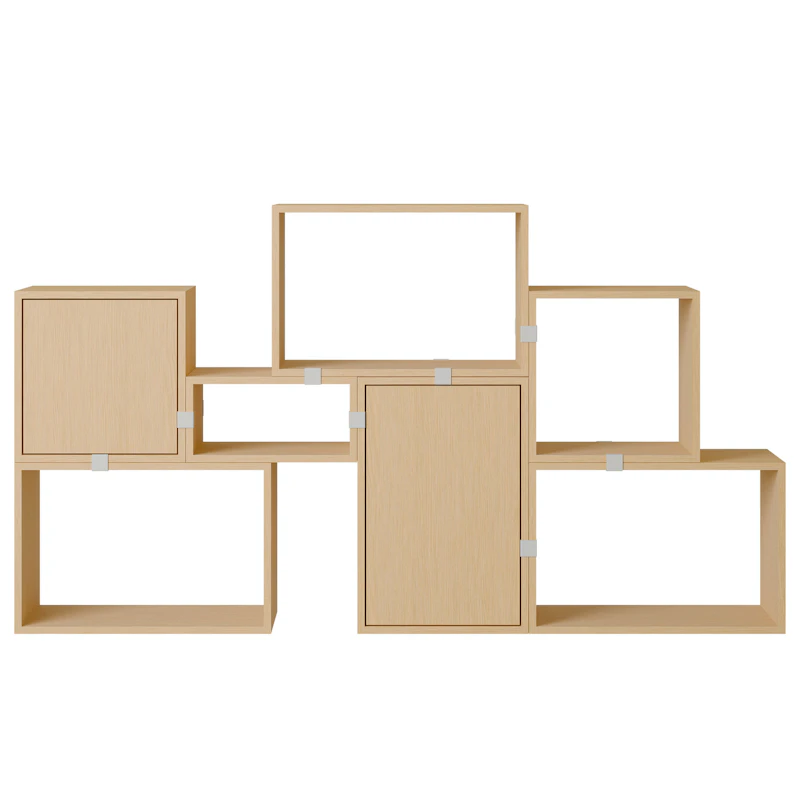 Stacked Configuration 6 Bookshelf, Oak