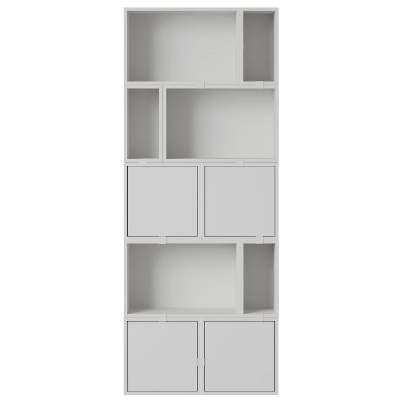 Stacked Configuration 8 Bookshelf, Grey