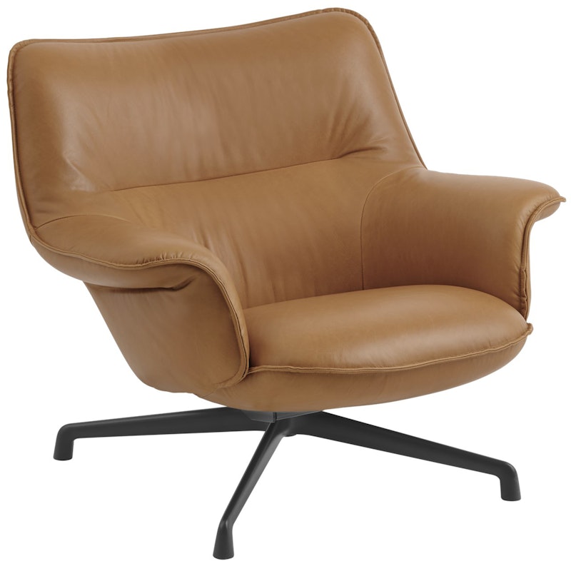 Doze Armchair Low Back With Swivel Base, Refine Leather Cognac / Anthracite