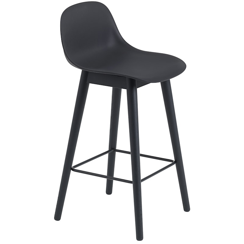 Fiber Bar Stool Wood With Backrest 65 cm, Black