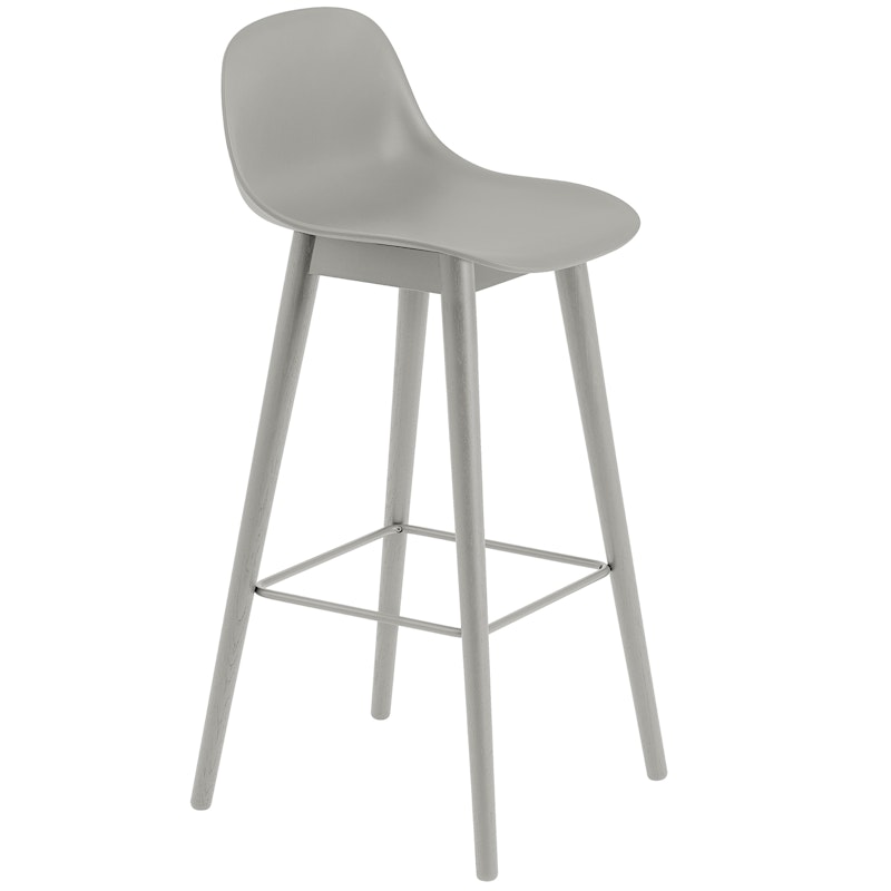 Fiber Bar Stool Wood With Backrest 75 cm, Grey