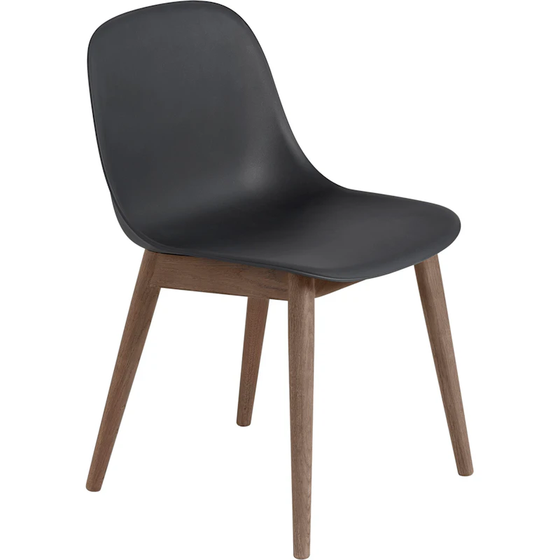 Fiber Side Chair Wood Base, Black/Dark Stained Oak