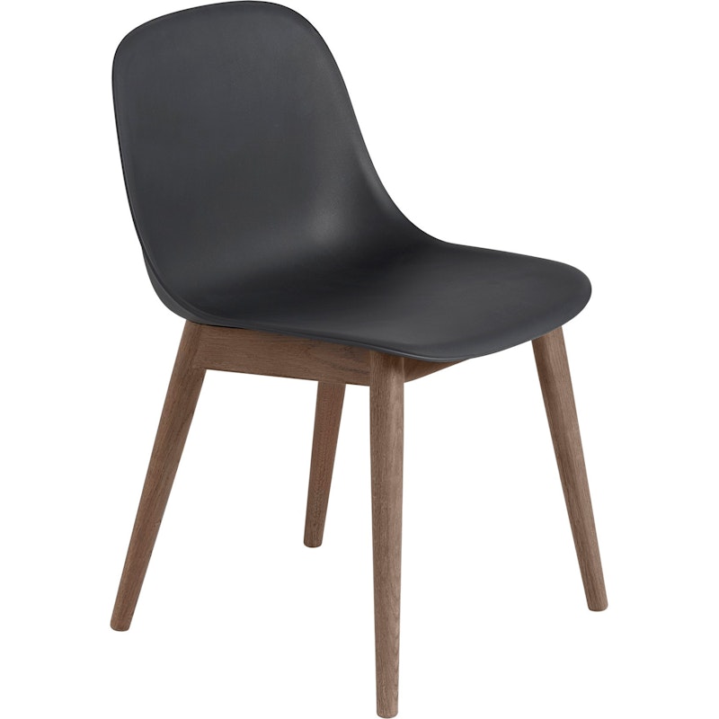Fiber Side Chair Wood Base, Black/Dark Stained Oak