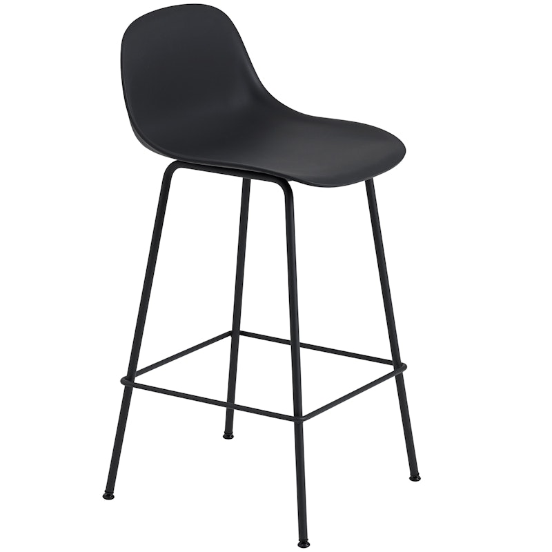 Fiber Tube Bar Stool With Backrest 65 cm, Black / Anthracite