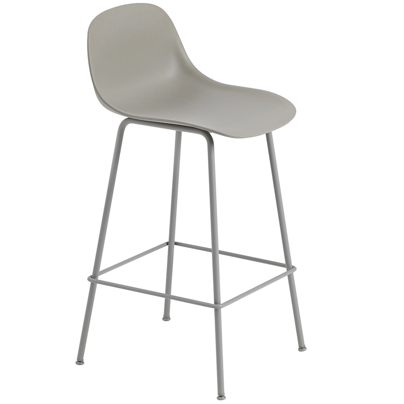 Fiber Tube Bar Stool With Backrest 65 cm, Grey