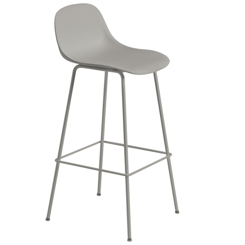 Fiber Tube Bar Stool With Backrest 75 cm, Grey