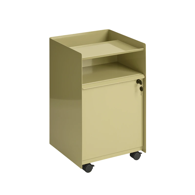 Folded Trolley With door & lock, Beige-Green