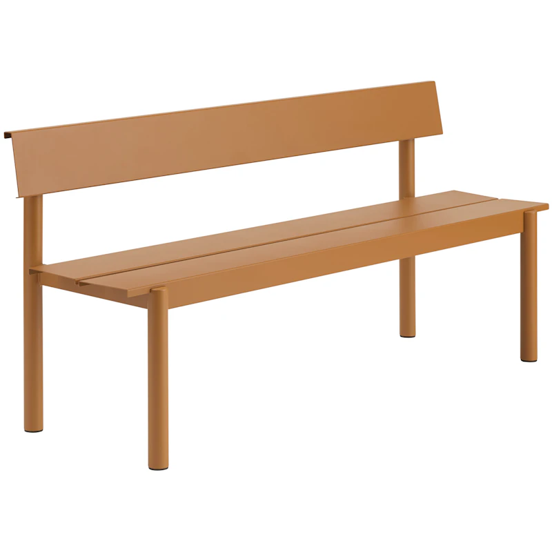 Linear Bench With Backrest 170 cm, Burnt Orange