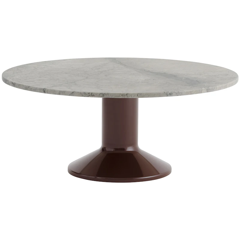 Midst Coffee Table Ø90 cm, Grey Marble / Dark Red