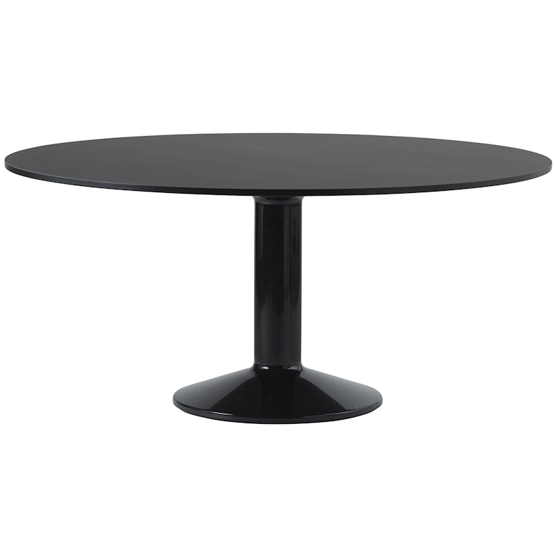 Midst Dining Table Ø160 cm, Black Linoleum / Black