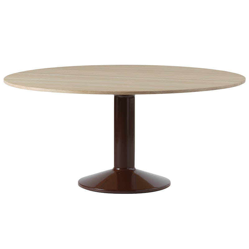 Midst Dining Table Ø160 cm, Oiled Oak / Dark Red