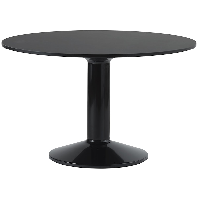 Midst Dining Table Ø120 cm, Black Linoleum / Black