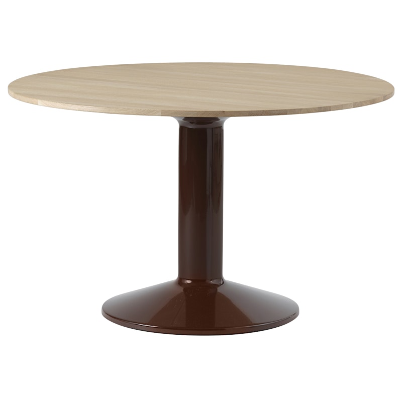 Midst Dining Table Ø120 cm, Oiled Oak / Dark Red