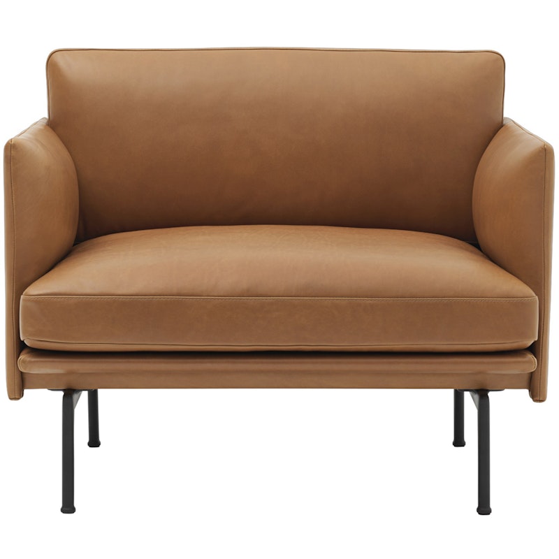 Outline Armchair, Black Aluminium / Refine Leather Cognac
