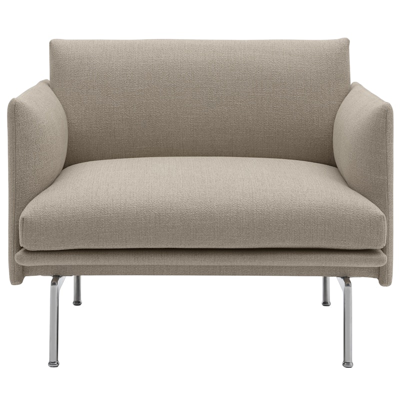 Outline Armchair, Polished Aluminium / Ecriture 240