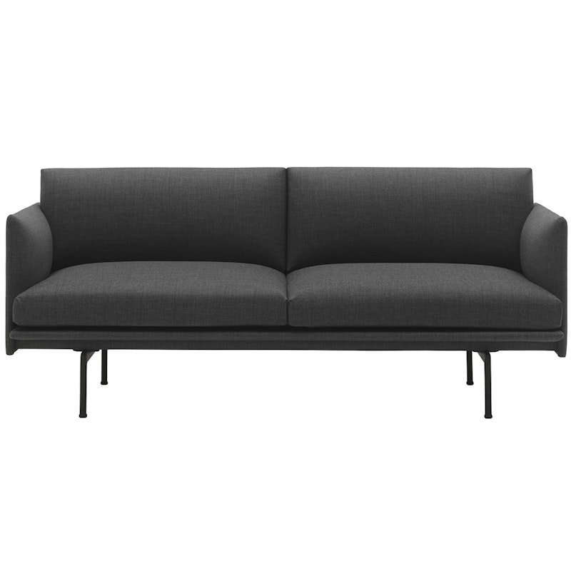 Outline Sofa 2-Seater, Black Aluminium / Remix 163