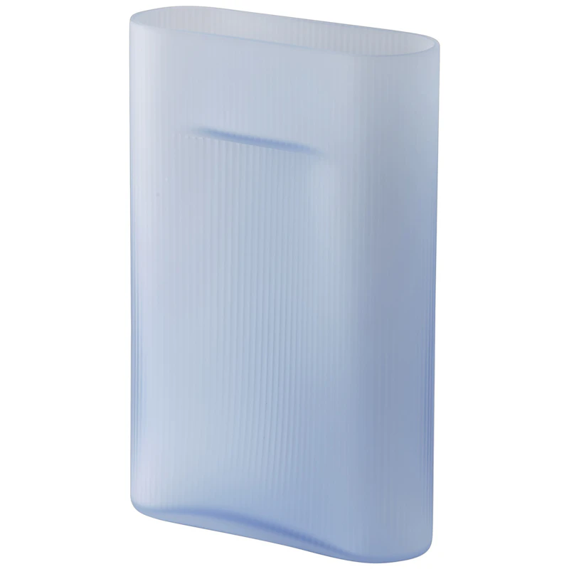 Ridge Vase Frosted Glass 35 cm, Light Blue