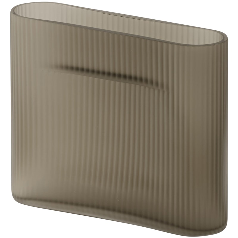 Ridge Vase Frosted Glass 16,5 cm, Taupe