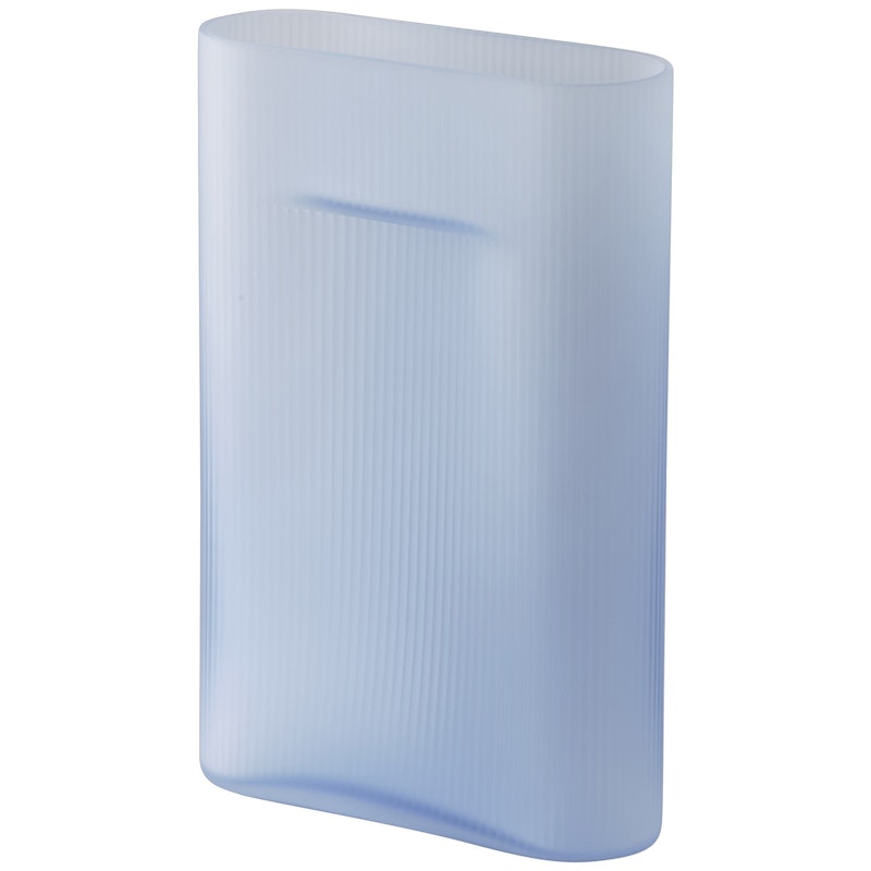 Ridge Vase Frosted Glass 35 cm, Light Blue